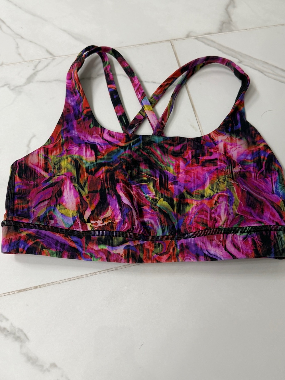 lululemon athletica Multicolor Abstract Strappy Sports Bra - Pink & Purple